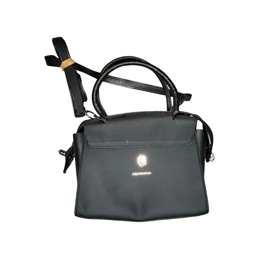 Cressberry Black Satchel Handbag With Removable Crossbody Strap Gunmetal Harware